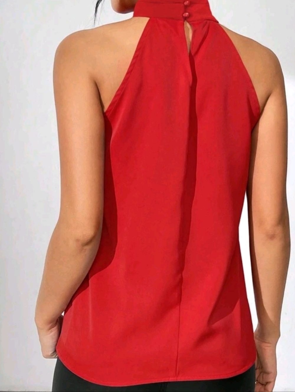 Red Halter Neck Ruffle With Removeable  Rosette - Picture 2 of 5
